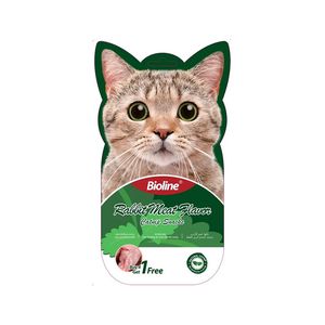 بستنی گربه بایولاین مدل catnip snacks rabbit flavour طعم خرگوش وزن 15 گرم بسته 5 عددی