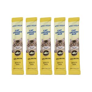 بستنی گربه فنبی مدل creamy bar طعم ماهی سالمون بسته 5 عددی
