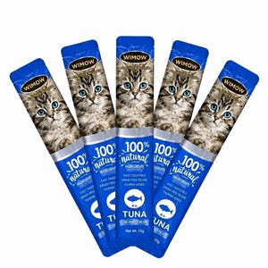 بستنی گربه ویموو مدل cat snacks طعم ماهی تن وزن 15 گرم بسته 5 عددی