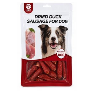 تشویقی سگ ان فور پی مدل سوسیس اردک (خشک‌شده) duck sussage طعم اردک وزن 100 گرم