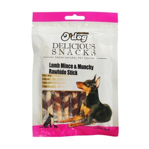 تشویقی سگ اُداگ مدل lamb mince & munchy rawhide stick وزن 100 گرم