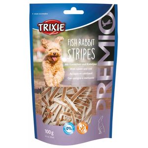 تشویقی سگ تریکسی مدل fish rabbit strips با طعم گوشت خرگوش وزن 100 گرم