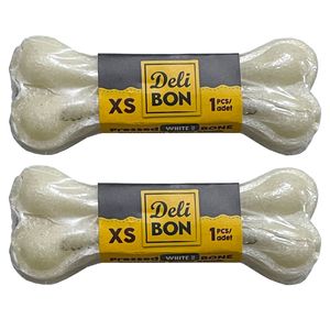 تشویقی سگ دلی بون طرح استخوان مدل xs 8cm white وزن 80 گرم بسته دو عددی