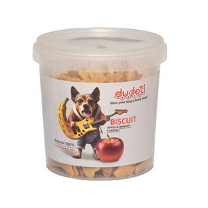 تشویقی سگ دودوتی مدل بیسکویت طعم سیب و موز وزن 350 گرم