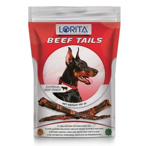 تشویقی سگ لوریتا مدل dried beef tails وزن 100 گرم