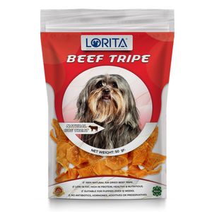 تشویقی سگ لوریتا مدل dried beef tripe وزن 50 گرم
