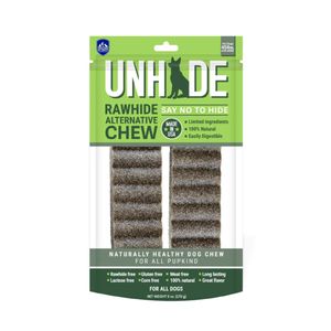 تشویقی سگ نژاد متوسط هیمالین مدل unhide rawhide alternative chew medium طعم بادام زمینی وزن 170 گرم