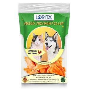 تشویقی سگ و گربه لوریتا مدل dried chicken fillet وزن 60 گرم