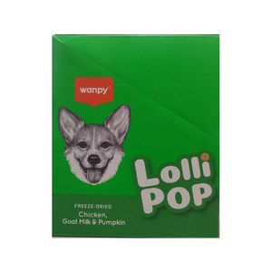 تشویقی سگ ونپی مدل freeze dried lollipop طعم مرغ شیر بز و کدو تنبل وزن 14 گرم بسته 10 عددی