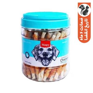 تشویقی سگ ونپی مدل rawhide twists طعم مرغ وزن 400 گرم