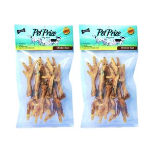 تشویقی سگ پت پرایز مدل chicken feet وزن 95 گرم بسته 2 عددی