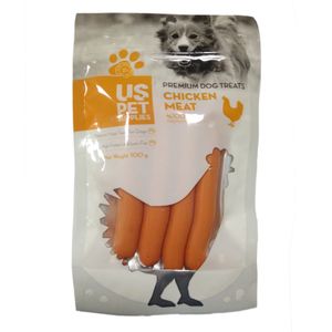 تشویقی سگ یو اس پت مدل soft chicken sausge وزن 100 گرم