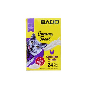 تشویقی گربه بادو مدل bado cat creamy طعم مرغ وزن 350 گرم بسته ۲۴ عددی