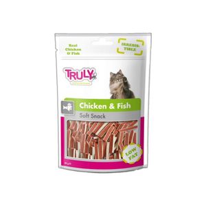 تشویقی گربه ترولی مدل chicken & fish وزن 50 گرم