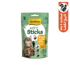 تشویقی گربه جیم کت مدل mini sticks طعم مرغ و کت‌نیپ وزن 50 گرم