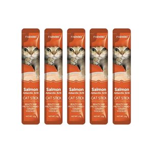 تشویقی گربه فنبی مدل creamy stick طعم ماهی سالمون و میگو بسته 5 عددی