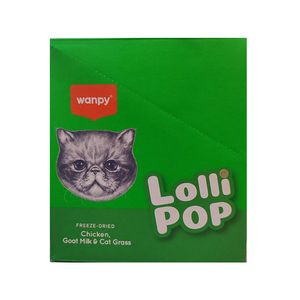 تشویقی گربه ونپی مدل freeze dried lollipop با طعم مرغ شیر بز و علف گربه وزن 14 گرم بسته 10 عددی