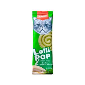 تشویقی گربه ونپی مدل freeze dried lollipop طعم مرغ شیر بز و علف وزن 14 گرم