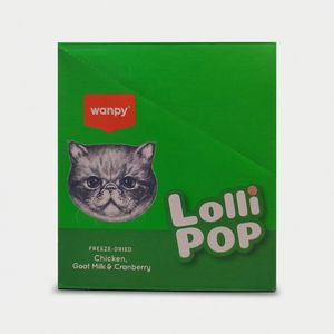 تشویقی گربه ونپی مدل freeze dried lollipop طعم مرغ شیر بز و کرن‌بری وزن 14 گرم بسته 10 عددی