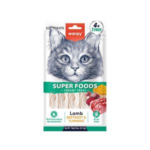 تشویقی گربه ونپی مدل superfoods creamy lickable با طعم بره چغندر و زردچوبه وزن 70 گرم