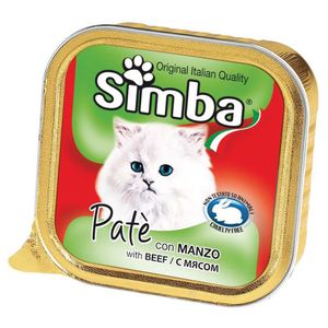 خوراک گربه سیمبا مدل pate with beef 09218 با طعم بیف وزن 100 گرم