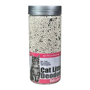 خوشبو کننده خاک گربه گرانولی شهرپت مدل baby powder حجم 700 میلی لیتر
