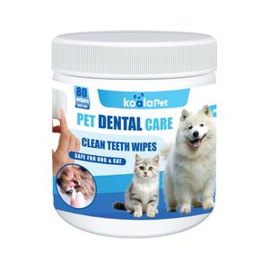 دستمال مرطوب بهداشت دندان حیوانات کوالاپت مدل dental wipes01 بسته 80 عددی