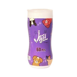 دستمال مرطوب بهداشتی حیوانات ژاسی مدل jas99 بسته 60 عددی