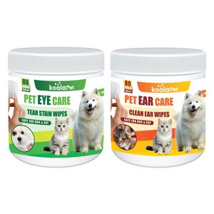 دستمال مرطوب سگ و گربه مخصوص گوش و اطراف چشم کوالاپت مدل  wipes03 بسته دو عددی