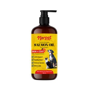 روغن ماهی سالمون نورپت مخصوص سگ و گربه مدل premium حجم ۵۰۰ میلی لیتر