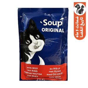 سوپ گربه بالغ فلیکس مدل soup original با طعم گوشت گاو وزن 48 گرم