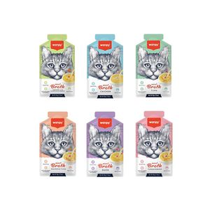 سوپ گربه بالغ ونپی مدل meat broth pack طعم میکس وزن 300 گرم بسته 6 عددی
