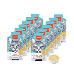 سوپ گربه بالغ ونپی مدل meat broth طعم مرغ بسته 12 عددی