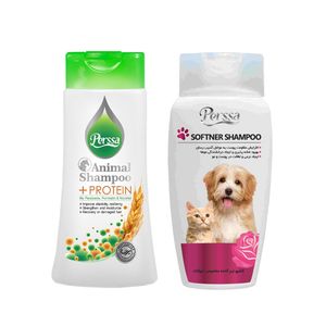 شامپو سگ و گربه پرسا مدل protein plus بسته 2 عددی حجم 250 میلی لیتر