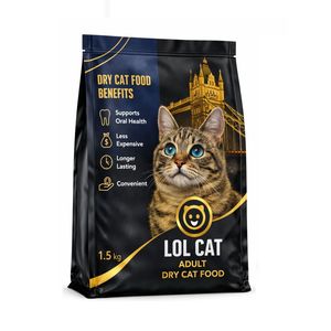 غذا خشک گربه بالغ لول کت مدل lol indoor daily فله طعم مرغ و ماهی وزن 1500 گرم