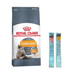 غذا خشک گربه رویال کنین مدل hair & skin وزن 4 کیلوگرم به همراه بستنی گربه