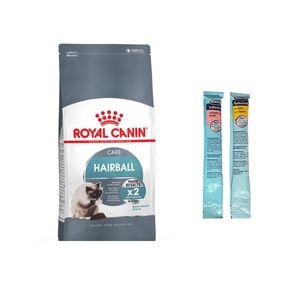 غذا خشک گربه رویال کنین مدل hairball care وزن 2 کیلوگرم به همرا بستنی گربه گربه