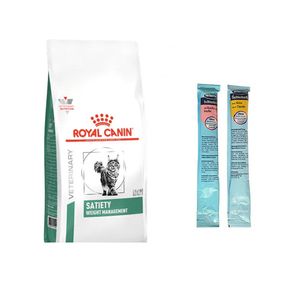 غذا خشک گربه رویال کنین مدل satiety وزن 1.5 کیلوگرم به همراه بستنی