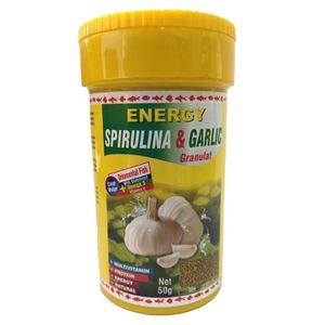 غذا ماهی انرژی مدل spirulina & garlic granulat وزن 50 گرم
