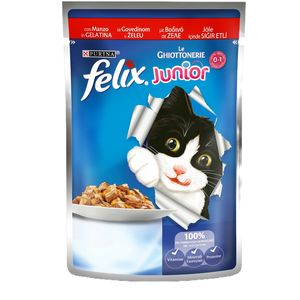 غذای بچه گربه فلیکس مدل kitten beef وزن 100 گرم