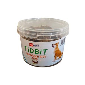 غذای تشویقی سگ تیدبیت مدل chicken& rice bits وزن 180 گرم