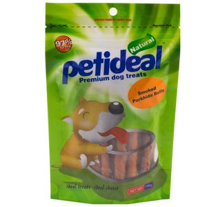 غذای تشویقی سگ پتی دل مدل smoked porkhide rolls وزن 100 گرم
