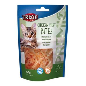 غذای تشویقی گربه تریکسی مدل chicken filet bites وزن 50 گرم