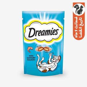 غذای تشویقی گربه دریمز مدل snack with salmon وزن 60 گرم