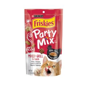 غذای تشویقی گربه فریسکیز مدل party mixed grill مرغ و سالمون وزن 60 گرم