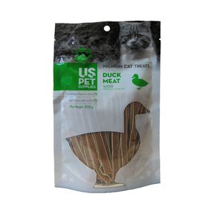 غذای تشویقی گربه یو اس پت مدل duck fish slice وزن 100 گرم