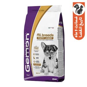 غذای خشک توله سگ مونژه مدل gemon puppy all breeds با طعم مرغ و برنج وزن 3 کیلوگرم