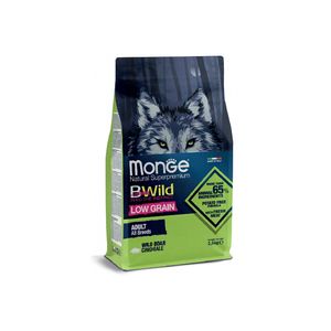 غذای خشک سگ بالغ مونژه مدل bwild adult all breeds طعم گراز وحشی وزن 2.5کیلوگرم