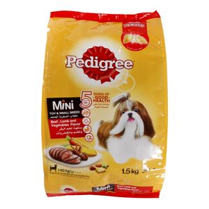 غذای خشک سگ پدیگری مدل mini adult وزن 1.5 کیلوگرم