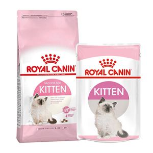 غذای خشک و پوچ بچه گربه رویال کنین مدل kitten pack با طعم مرغ وزن 3500 گرم